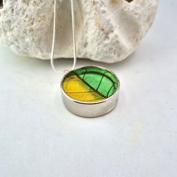 Groen oranje blad skelet hanger