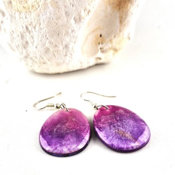 Paars roze ovale oorbellen