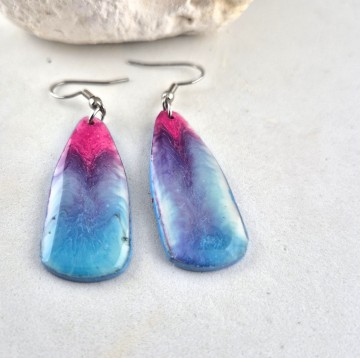 Houten druppel oorbellen