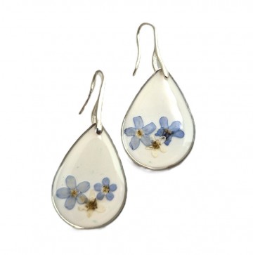 Druppel oorbellen met Vergeet mij nietje