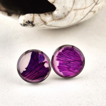 Paarse rvs steek oorbellen