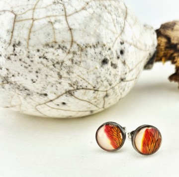 Rode bloemen oorbellen met pin