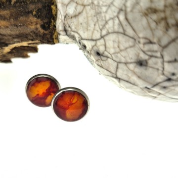 Rood gele epoxy oor knopjes