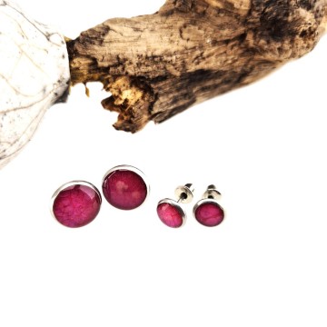 Pink roze epoxy stud pin oorbellen