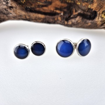 Handgemaakte blauwe oor knopjes