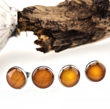 Okergele oorknopjes met bladnerf