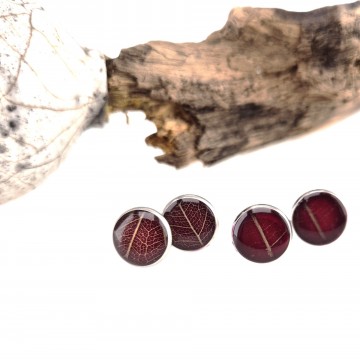 Rode bladnerf oorbellen