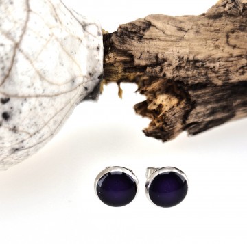 Paarse epoxy basic steek oorbellen