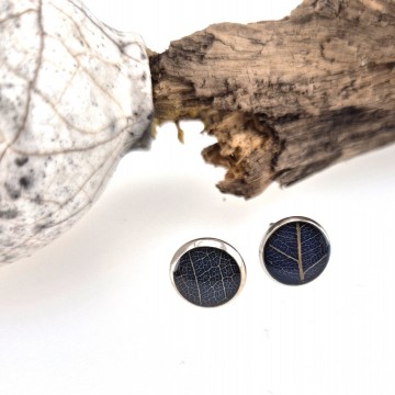 Cabochon oorbellen met bladnerf 2