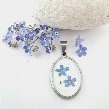 Blauwe vergeet mij nietjes hanger