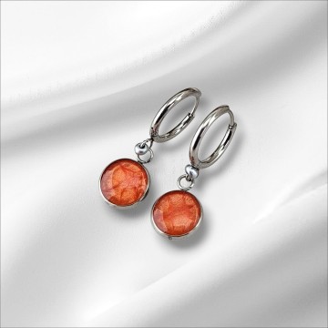 RVS cabochon oorbellen met oorring