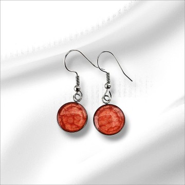 Cayenne rode cabochon rvs oorbellen met haak