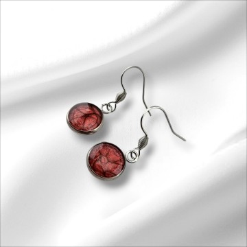 Rvs bordeaux rode oorbellen met haak