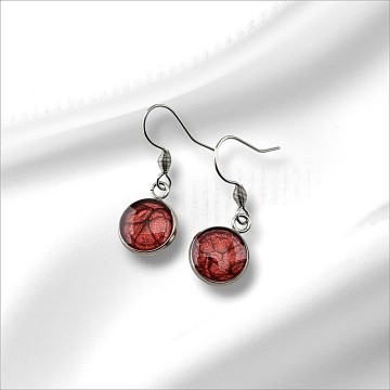 rode cabochon oorbellen met haak