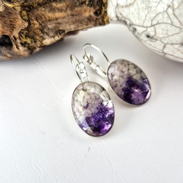 oorbellen met Rozenkwarts - Amethist - zand