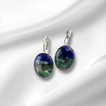 Ovale oorbellen met Lapis Lazuli en Amazoniet