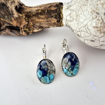 Oorbellen met Turquoise en epoxy hars
