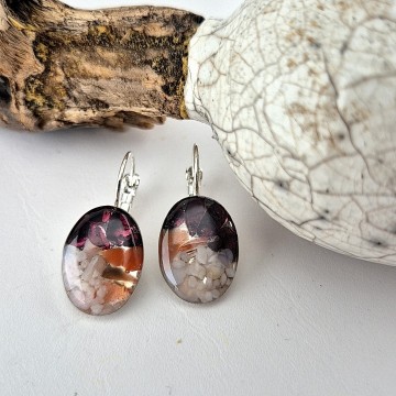 Edelsteen hang oorbellen met epoxy hars