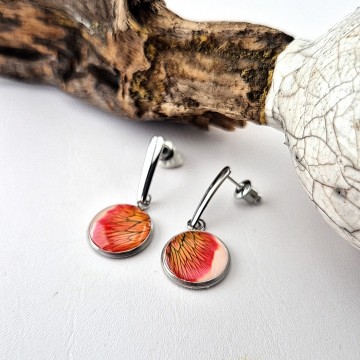 Dianthus rode hang oorbellen met pin