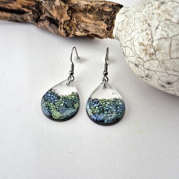 Groen blauwe sparkling epoxy oorbellen