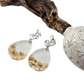 Oorbellen met Bloemenmozaïek in heldere Epoxy