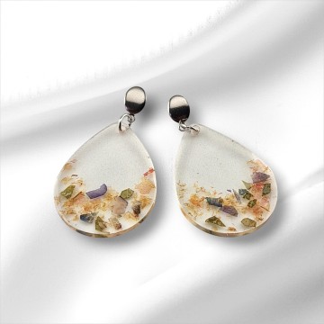 Transparante epoxy oorbellen met bloemen