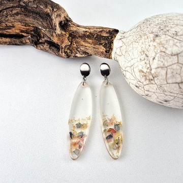 Langwerpige transparante epoxy oorbellen