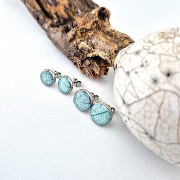 Cabochon oorbellen roze met pin