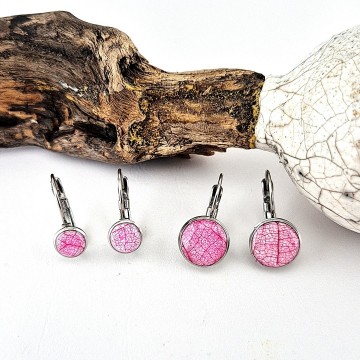 Roze bladnerf rvs hang oorbellen