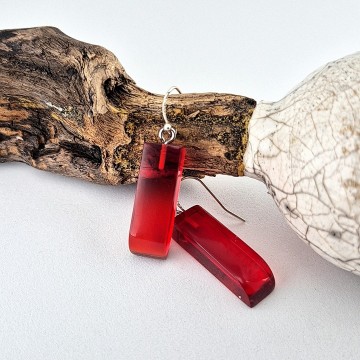 Transparante epoxy rode hang oorbellen