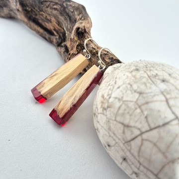 Hout rode hars oorbellen