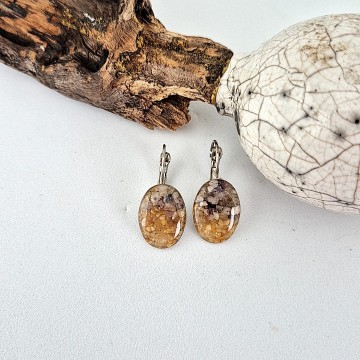 Ovale zand epoxy oorbellen